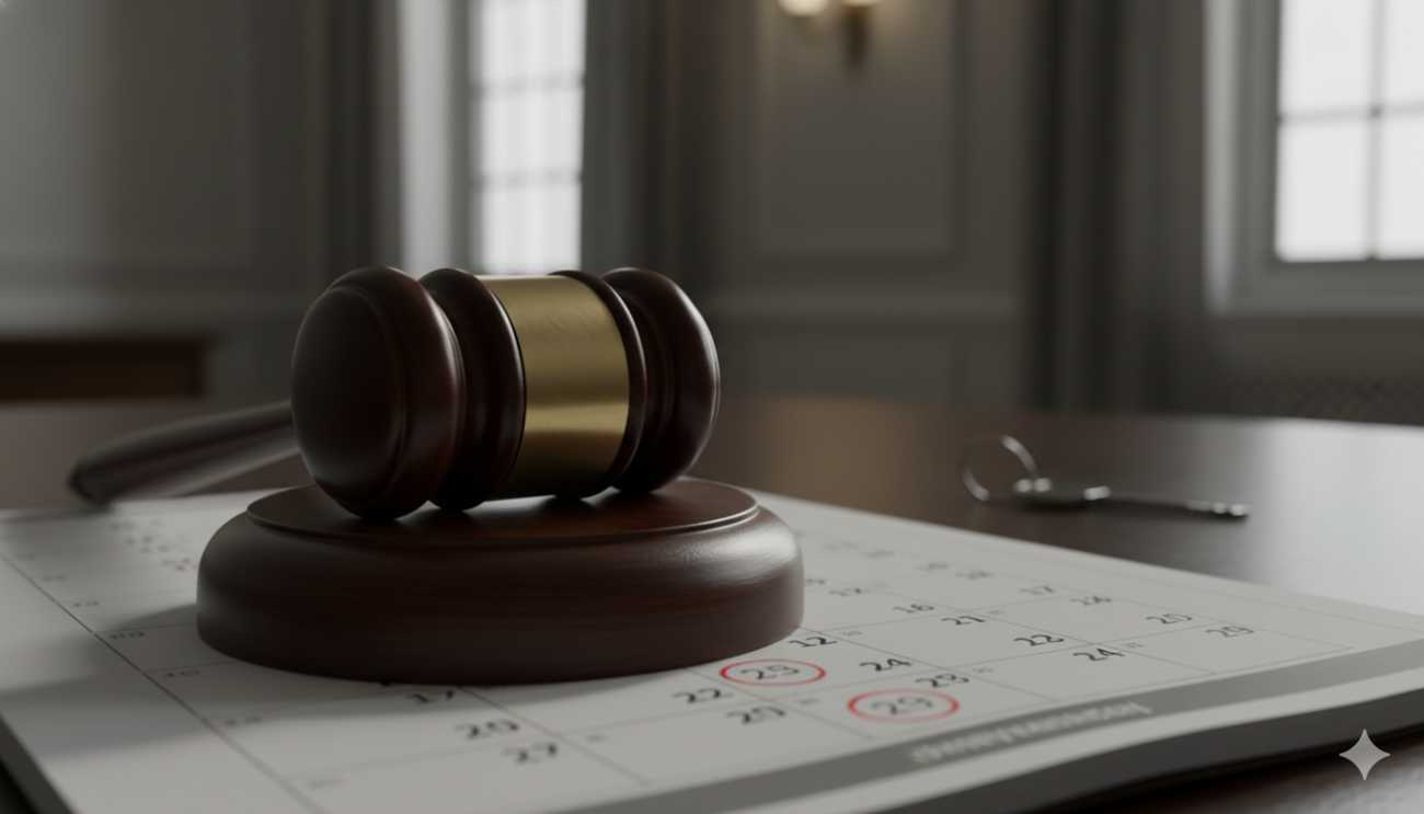 Representación del tiempo de espera judicial en un proceso de desahucio.