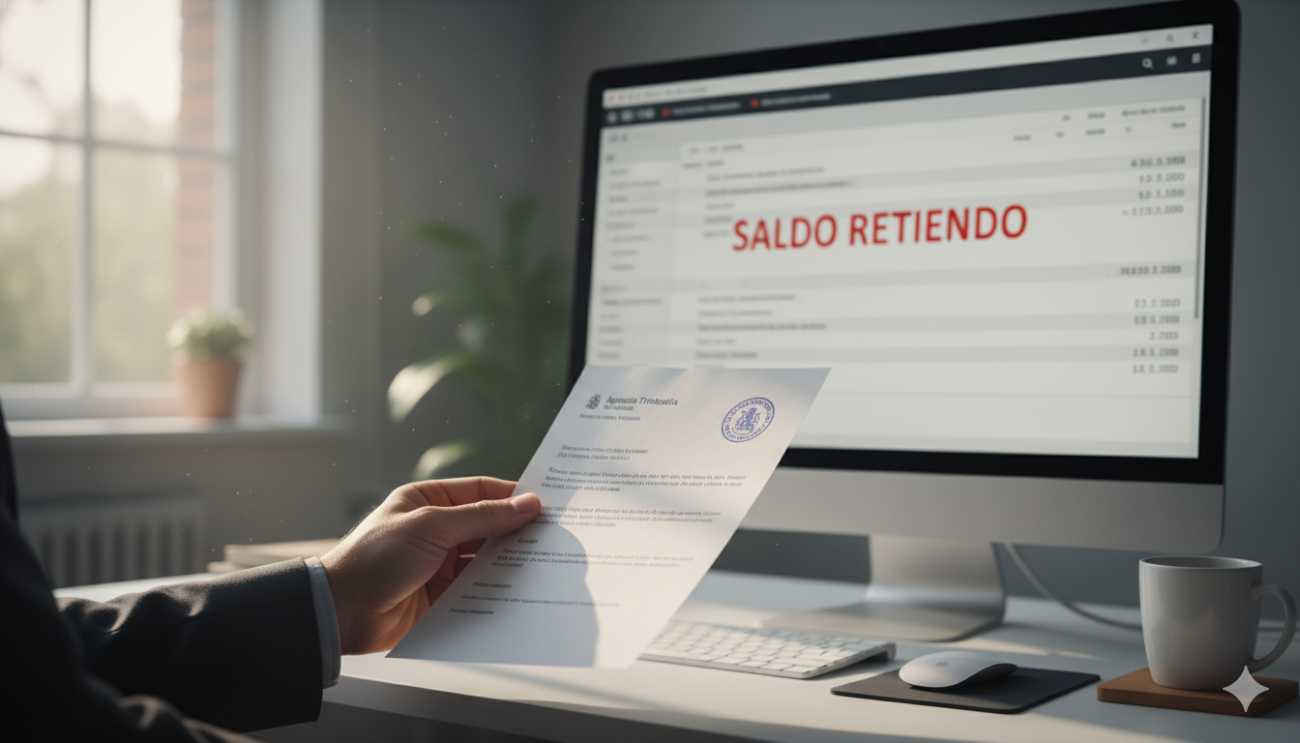 Notificación de embargo de cuenta bancaria por una multa de tráfico pendiente.
